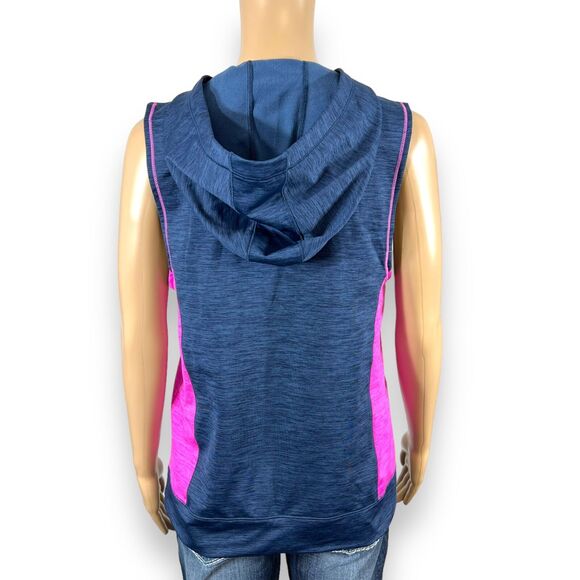 Under Armour Womens Hoodie Sleeveless Loose Fit Pullover Lightweight Blue Pink - Picture 7 of 9